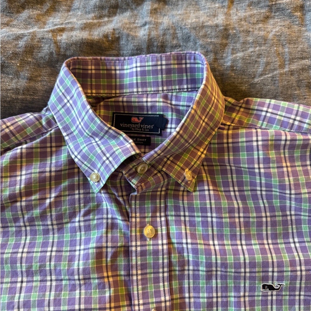 Vineyard Vines Men's Purple Plaid Shirt